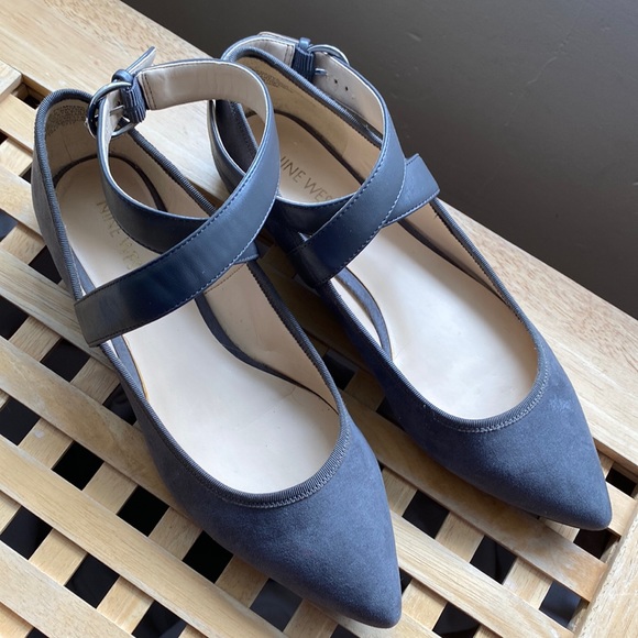 Nine West Shoes - Nine West grey suede cross strap ballet flats 7.5